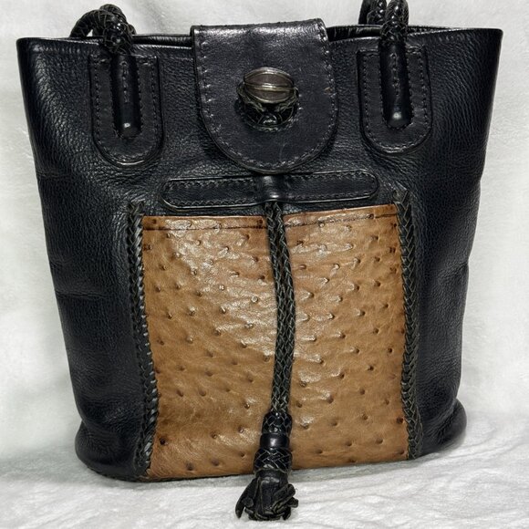 Artisan Handbags - Artisan Leather Ostrich Panel Purse, one of a kind, durable, el cuero del toro